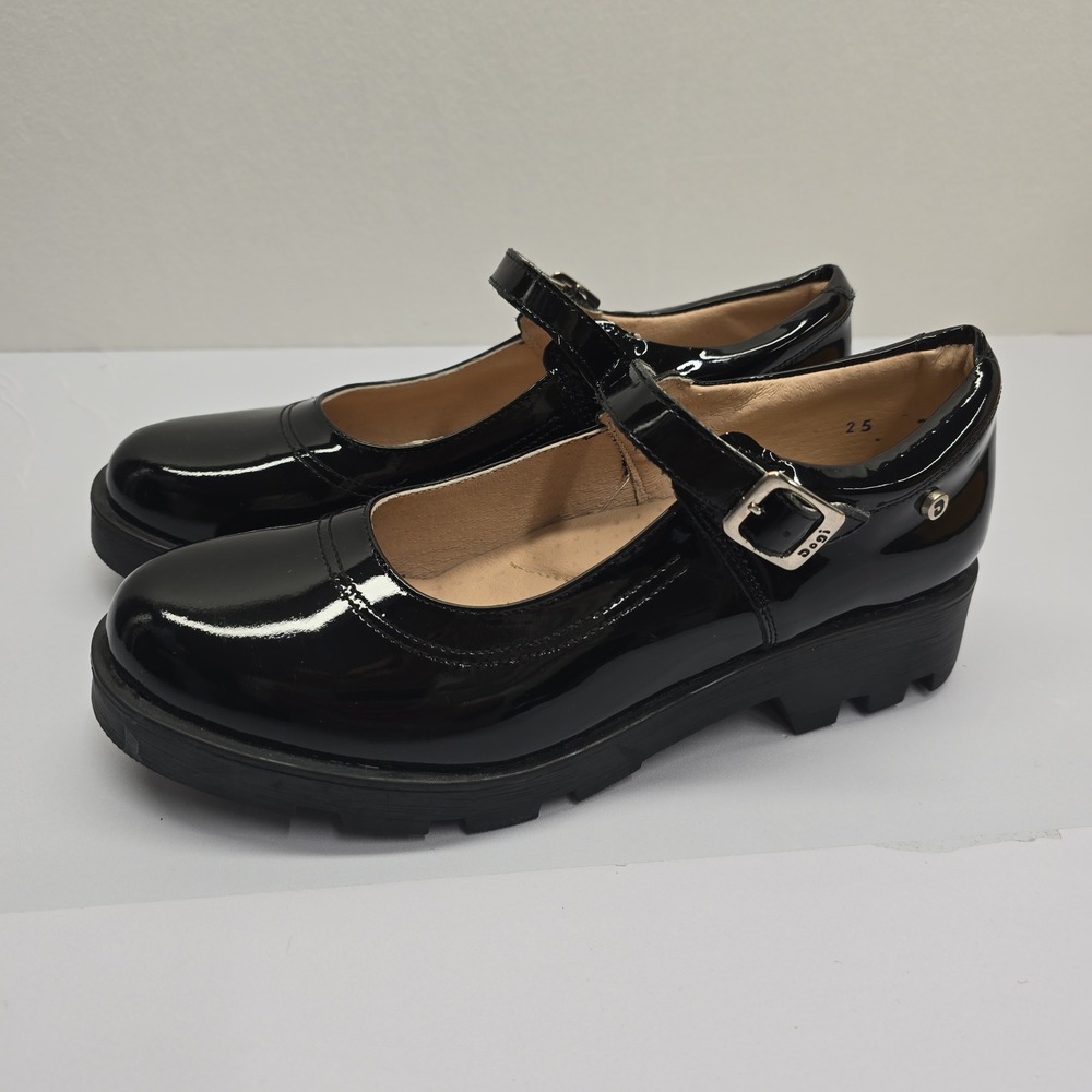 Dogi Black Patent Leather Chunky Lug Sole Mary Jane Shoes Womens Size 39 8.5 - Picture 3 of 7